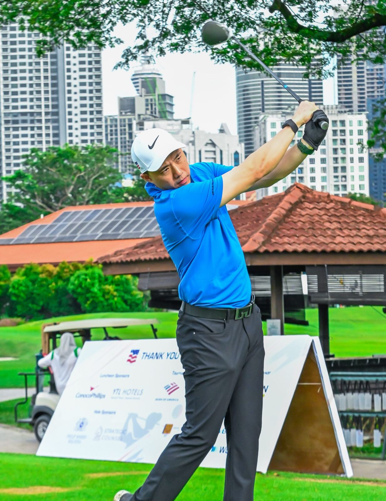 A player driving at the AMCHAM 2026 Ambassador’s Cup